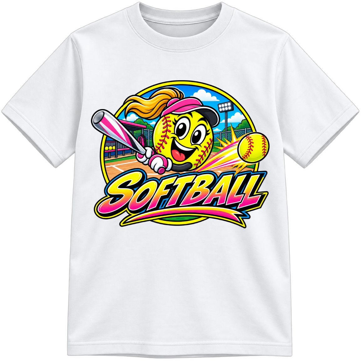 SOFTBALL color-your-own T-shirt — color version